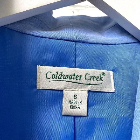 COLDWATER CREEK Womens Jacket Size Small Blue Linen Silk Open Front Minimalist - Picture 4 of 7